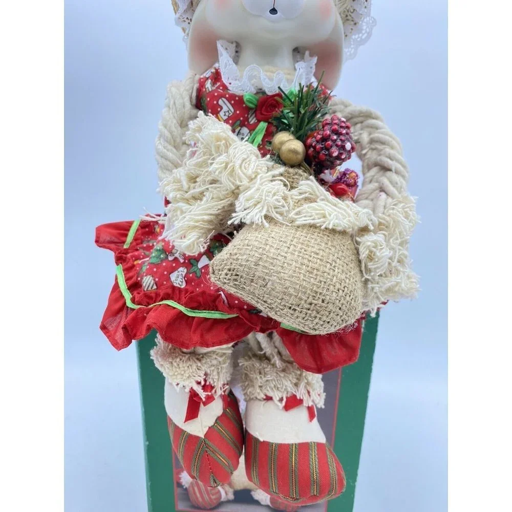 VTG 90s House Of Lloyd Flossie Christmas Bunny Doll Box‎ Holiday Cottagecore Y2K